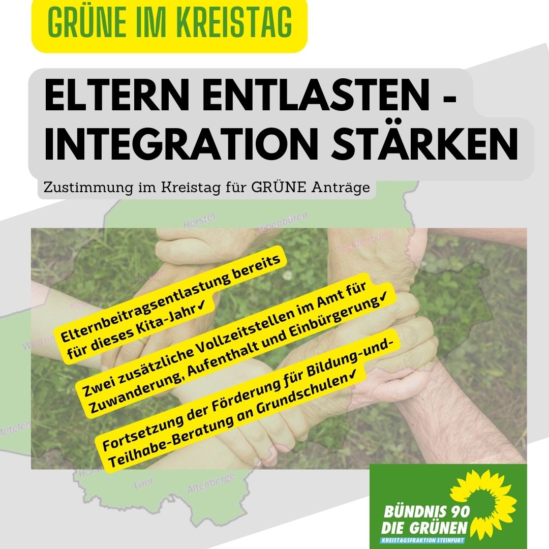 GRÜNE Anträge entlasten Eltern und stärken Integrationsarbeit So